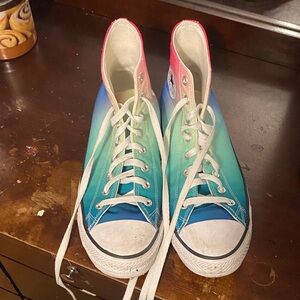 Converse Red, Green, and Blue Gradient High-Tops